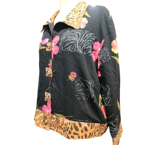 Great Cavalier XL Womens Jacket Vintage Floral Leopard Print Y2K 90s Maximalist - Picture 10 of 12